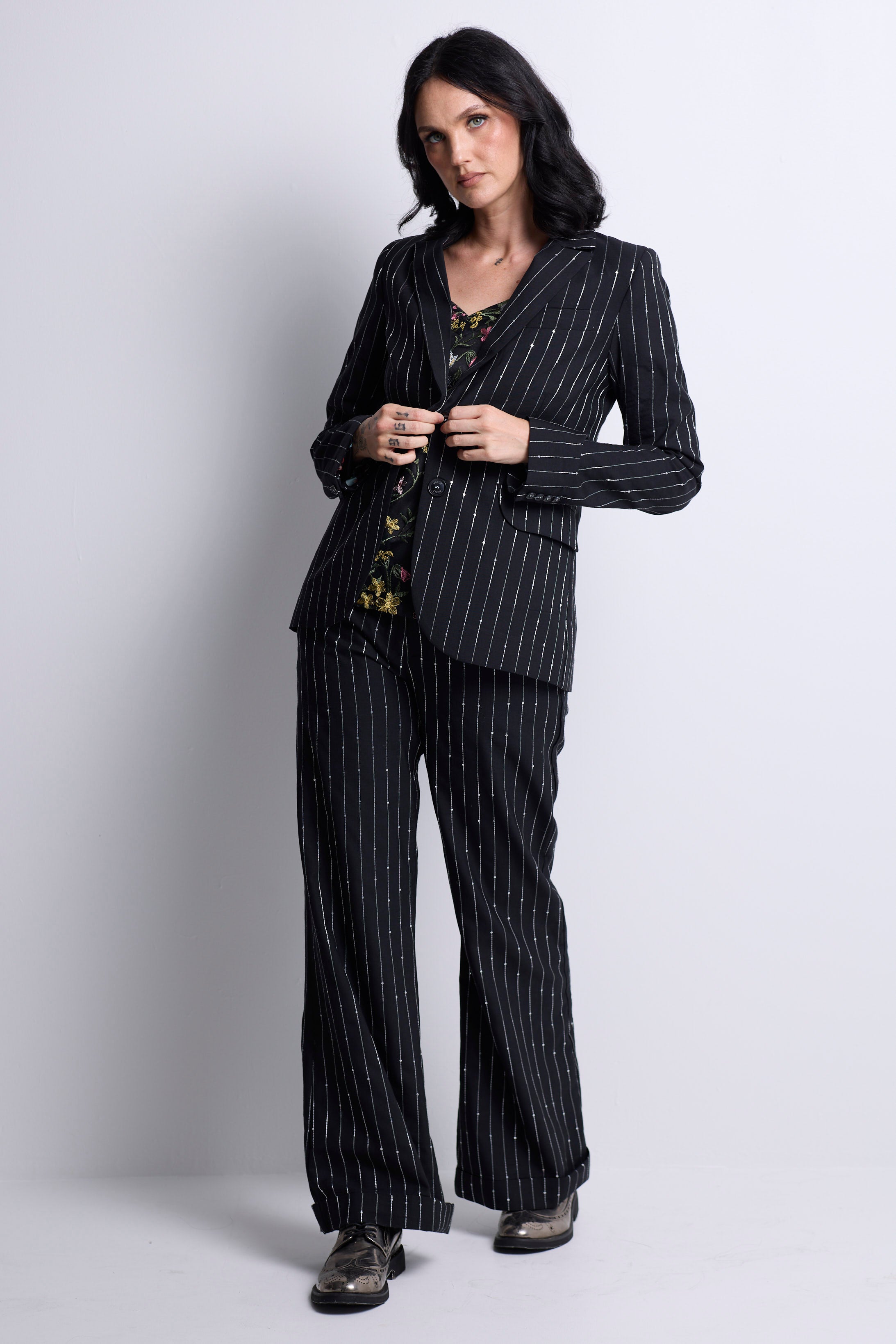 WORLD 5590 Folklore Blazer Black Pinstripe