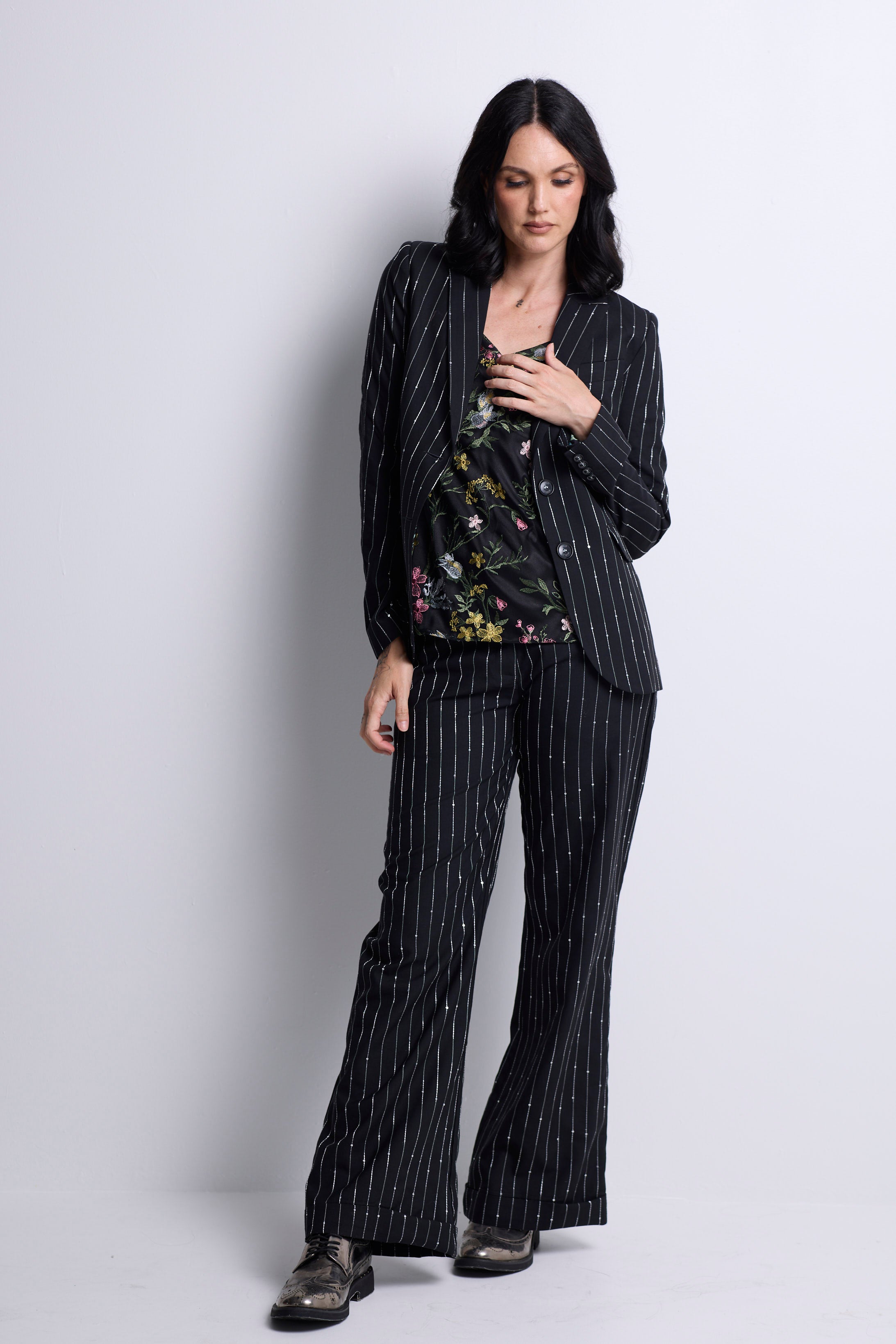 WORLD 5590 Folklore Blazer Black Pinstripe