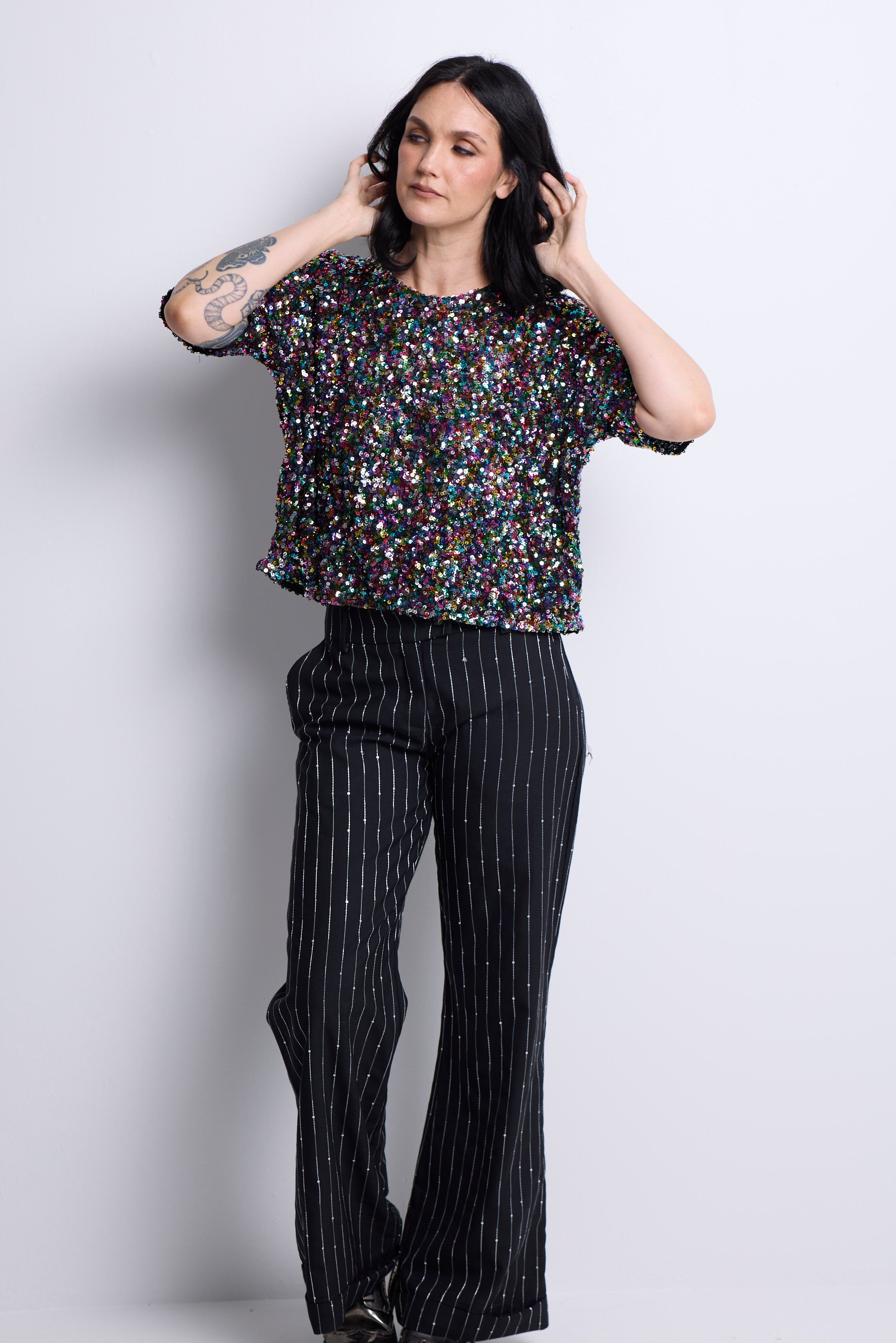 WORLD 4829 Romance Top Rainbow Sequin