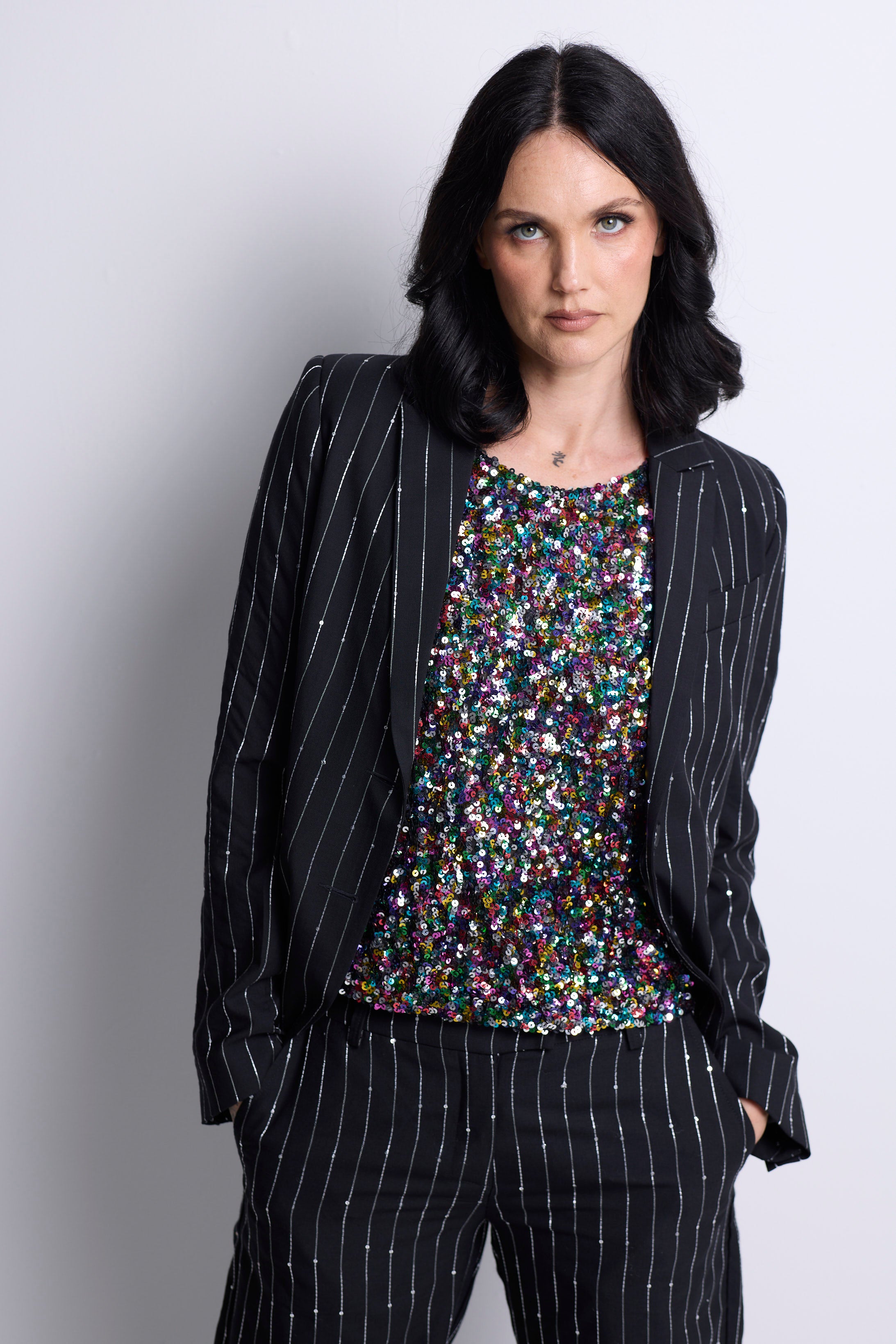 WORLD 5590 Folklore Blazer Black Pinstripe