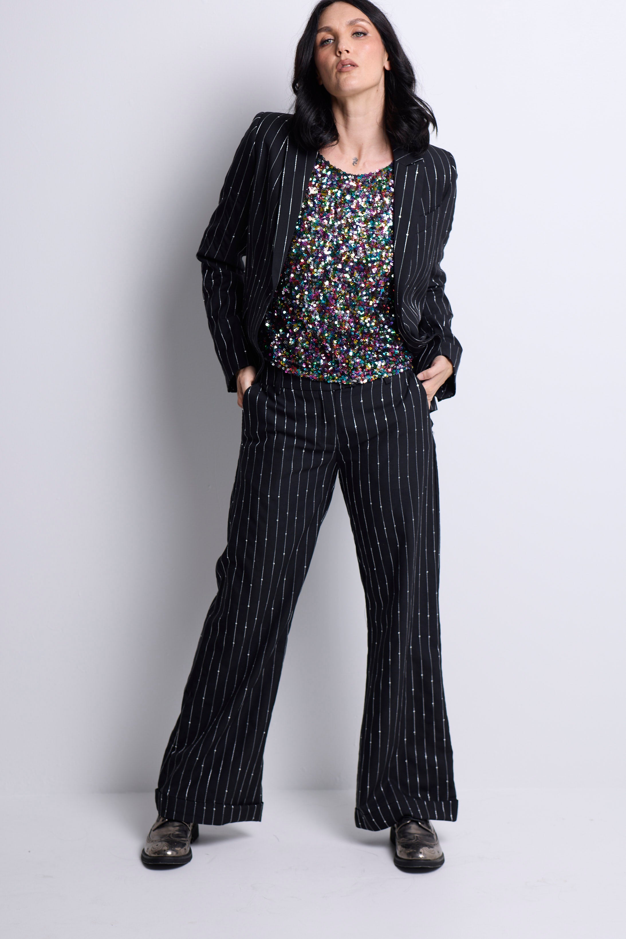 WORLD 4829 Romance Top Rainbow Sequin