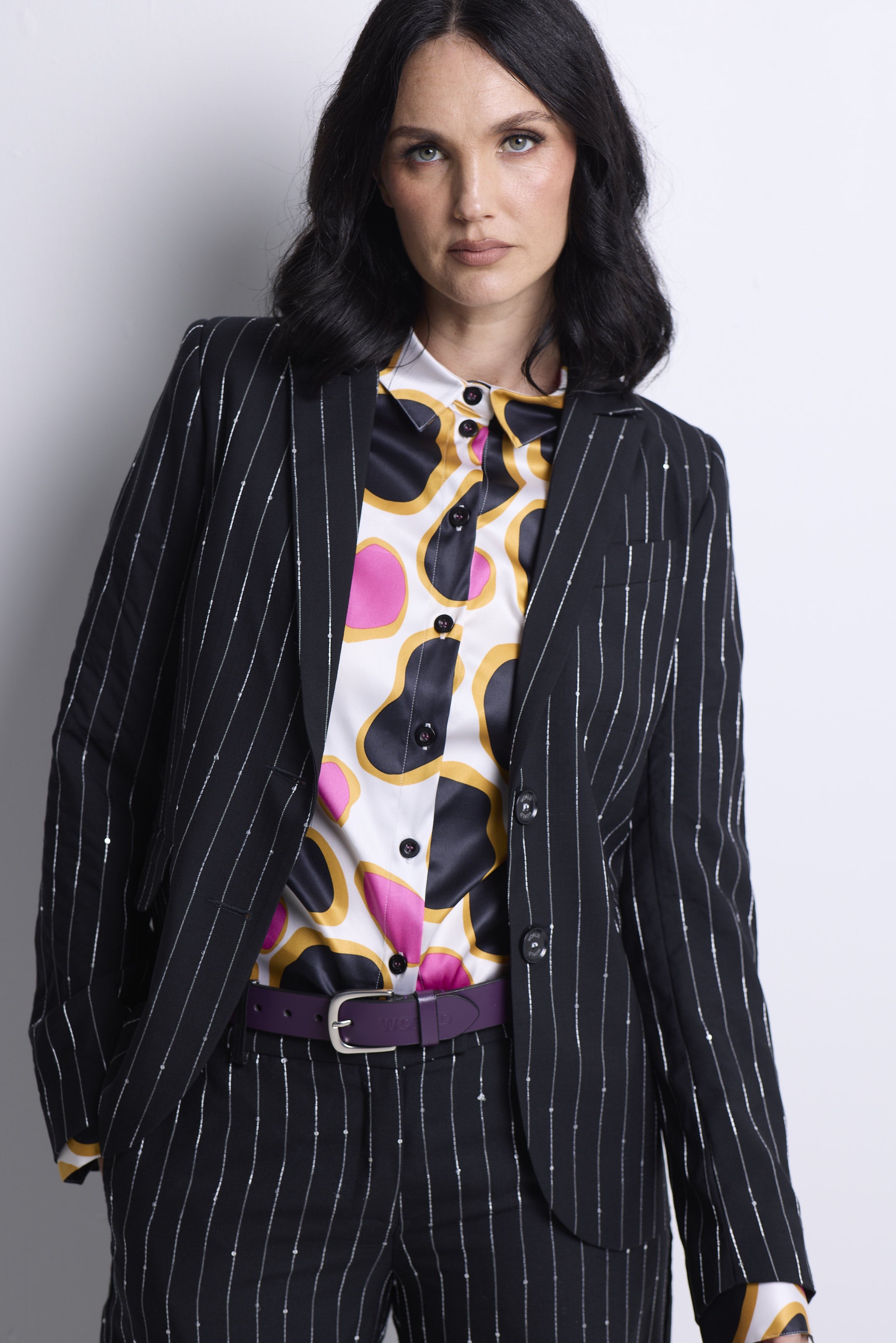 WORLD 5590 Folklore Blazer Black Pinstripe