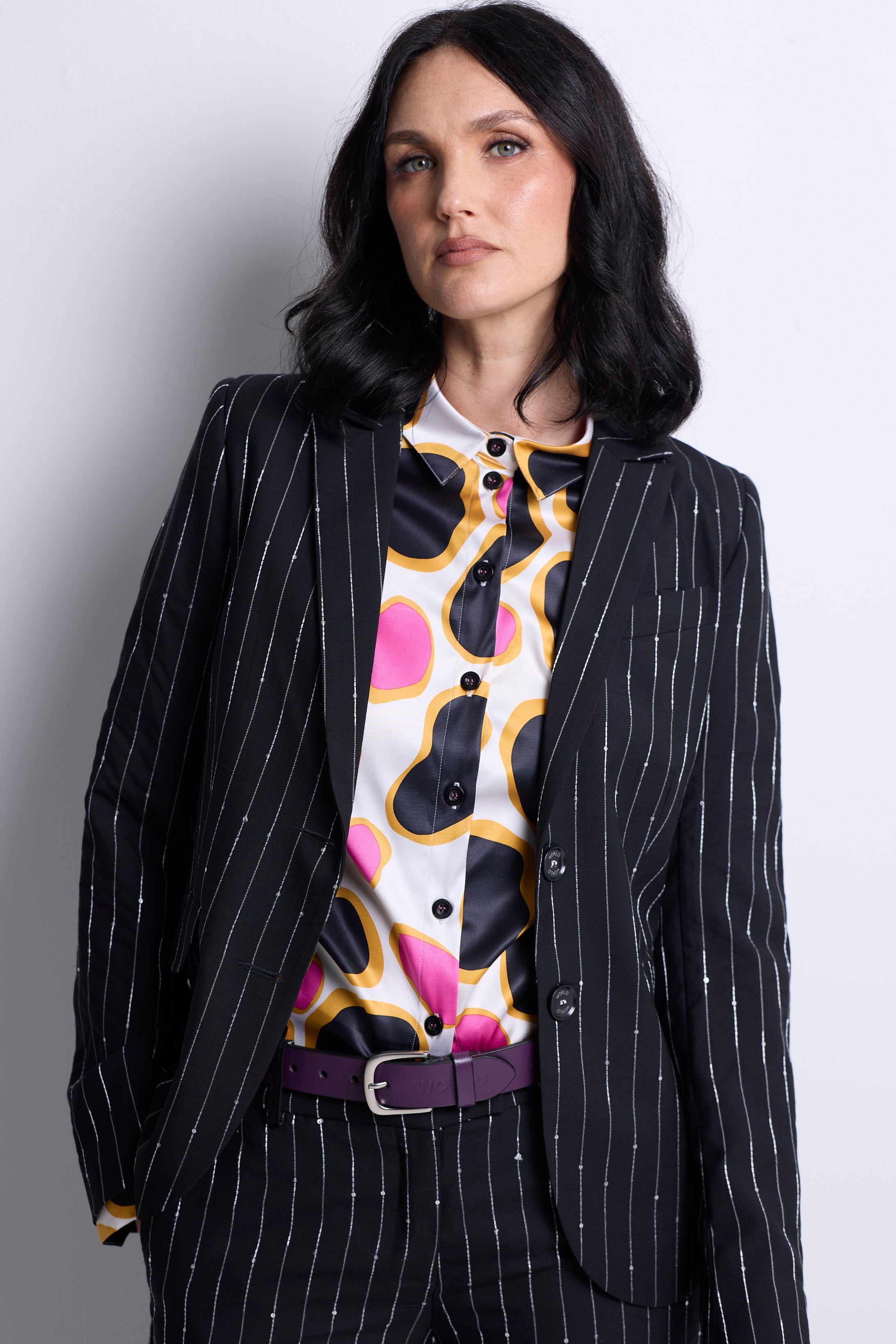 WORLD 5590 Folklore Blazer Black Pinstripe