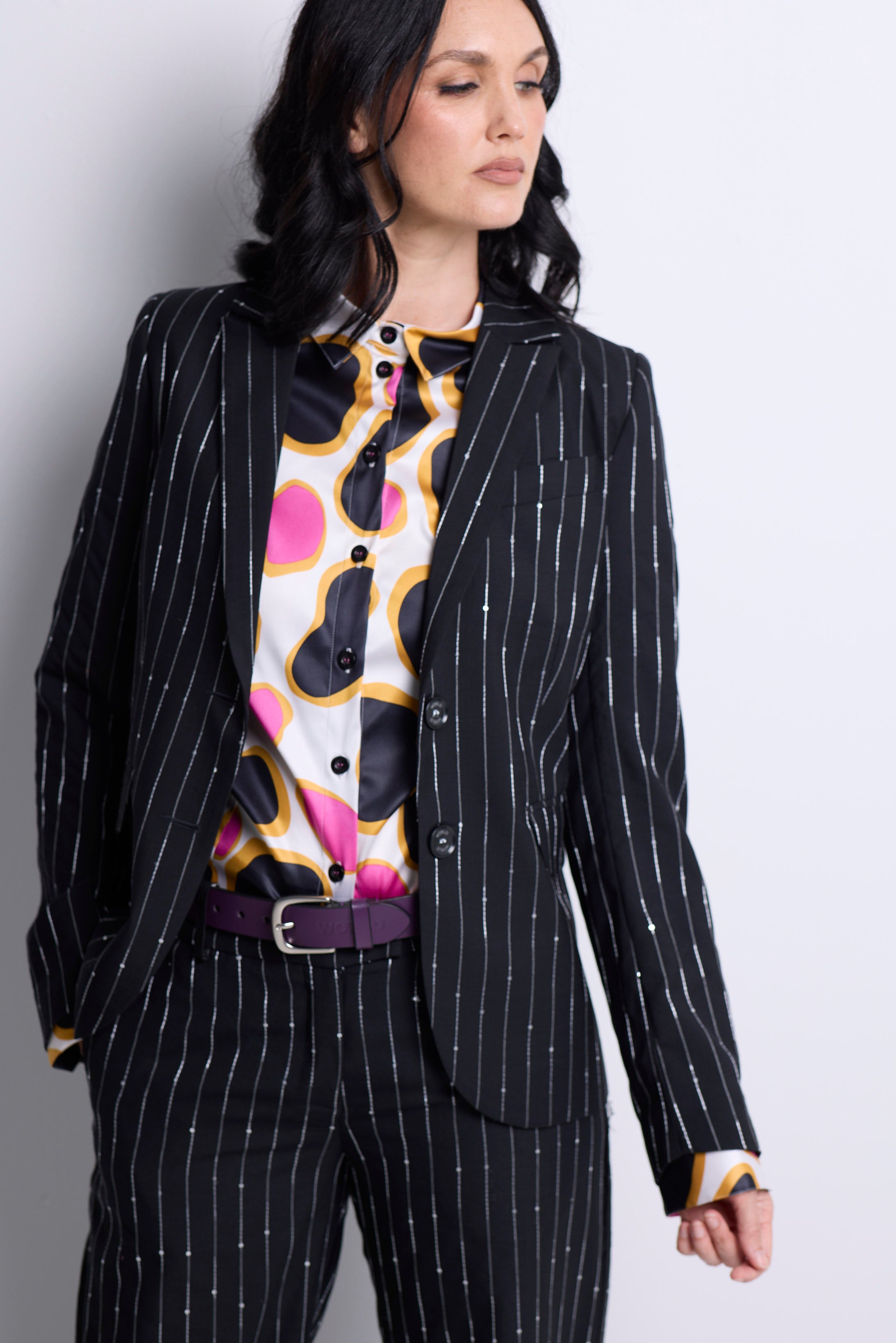 WORLD 5590 Folklore Blazer Black Pinstripe