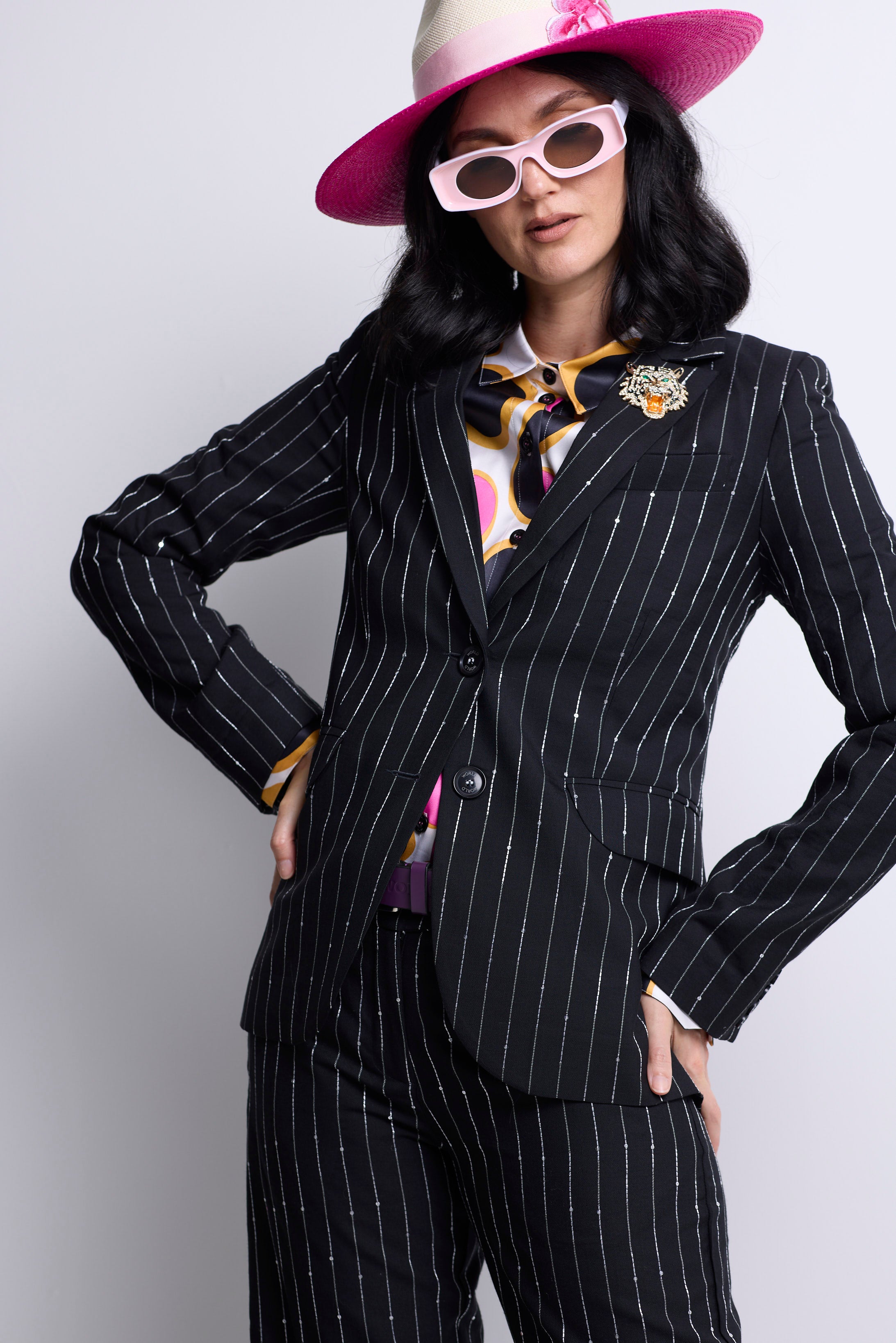 WORLD 5590 Folklore Blazer Black Pinstripe