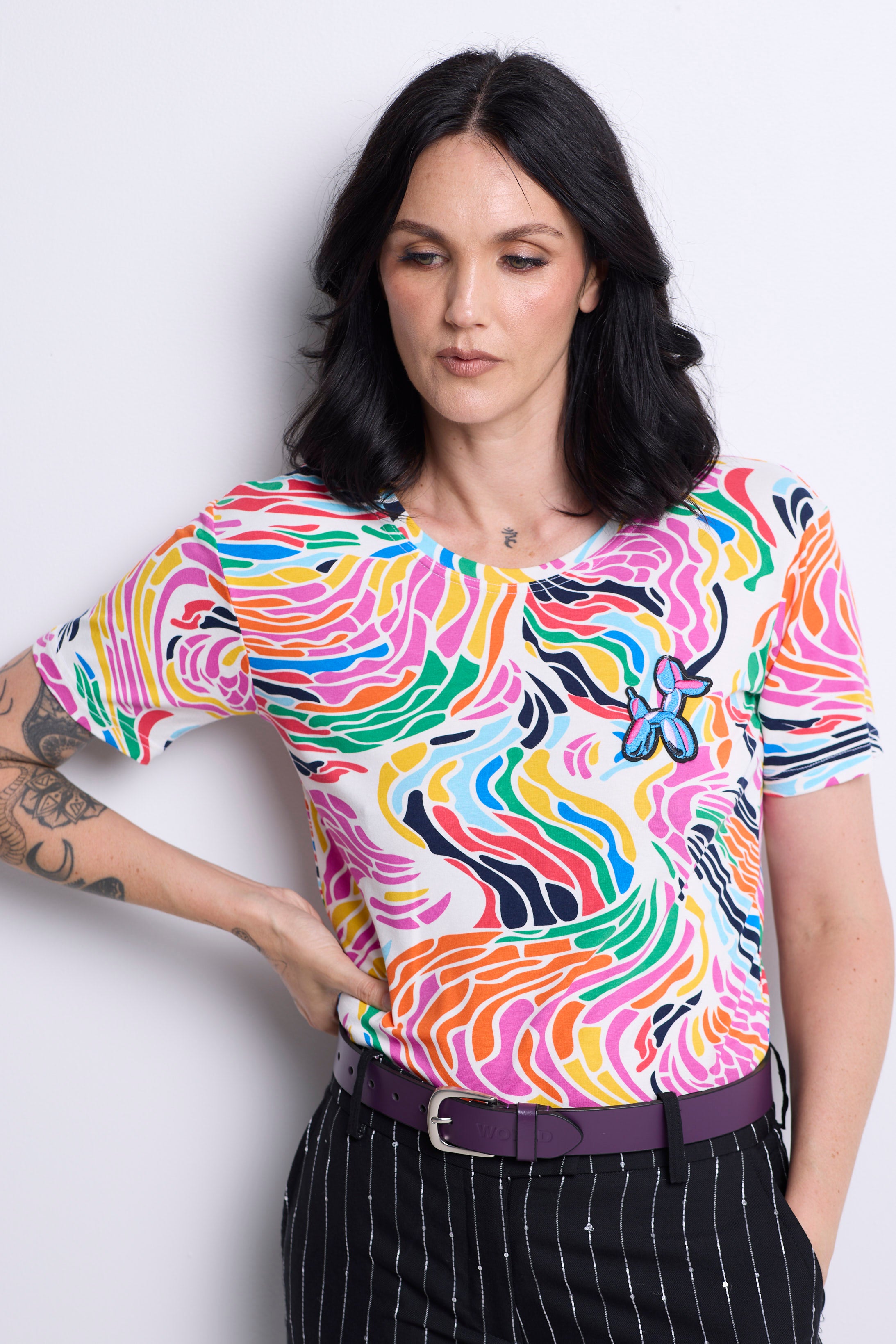 WORLD 5065 Flow T-Shirt Multi w/ Embroidered Balloon Dog (UNISEX)