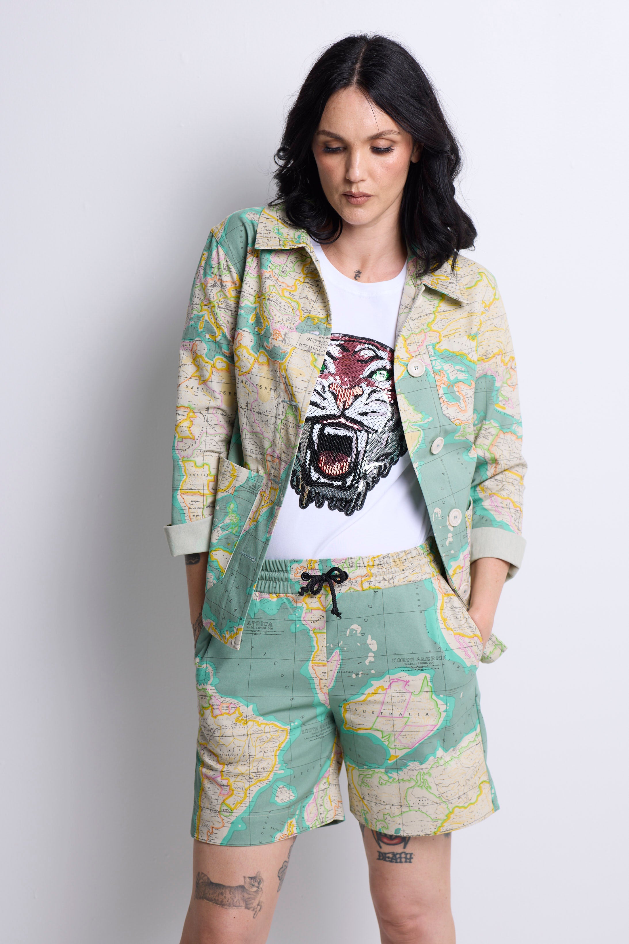 WORLD 5568 Franny Jacket World Map