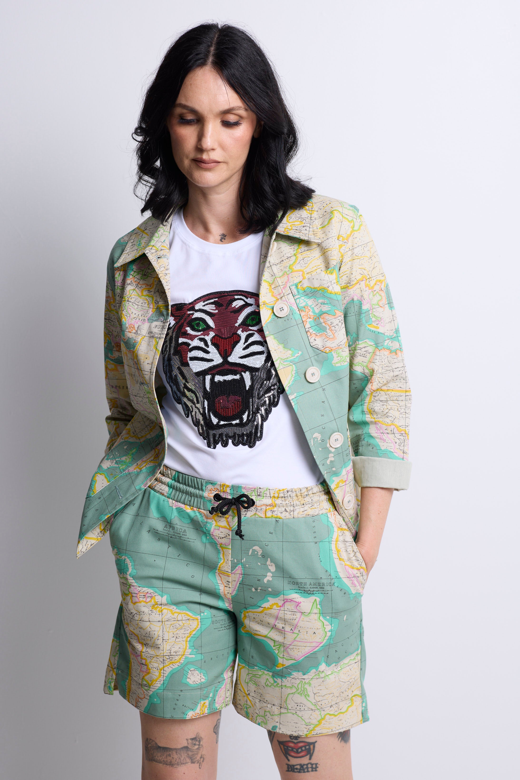 WORLD 5568 Franny Jacket World Map