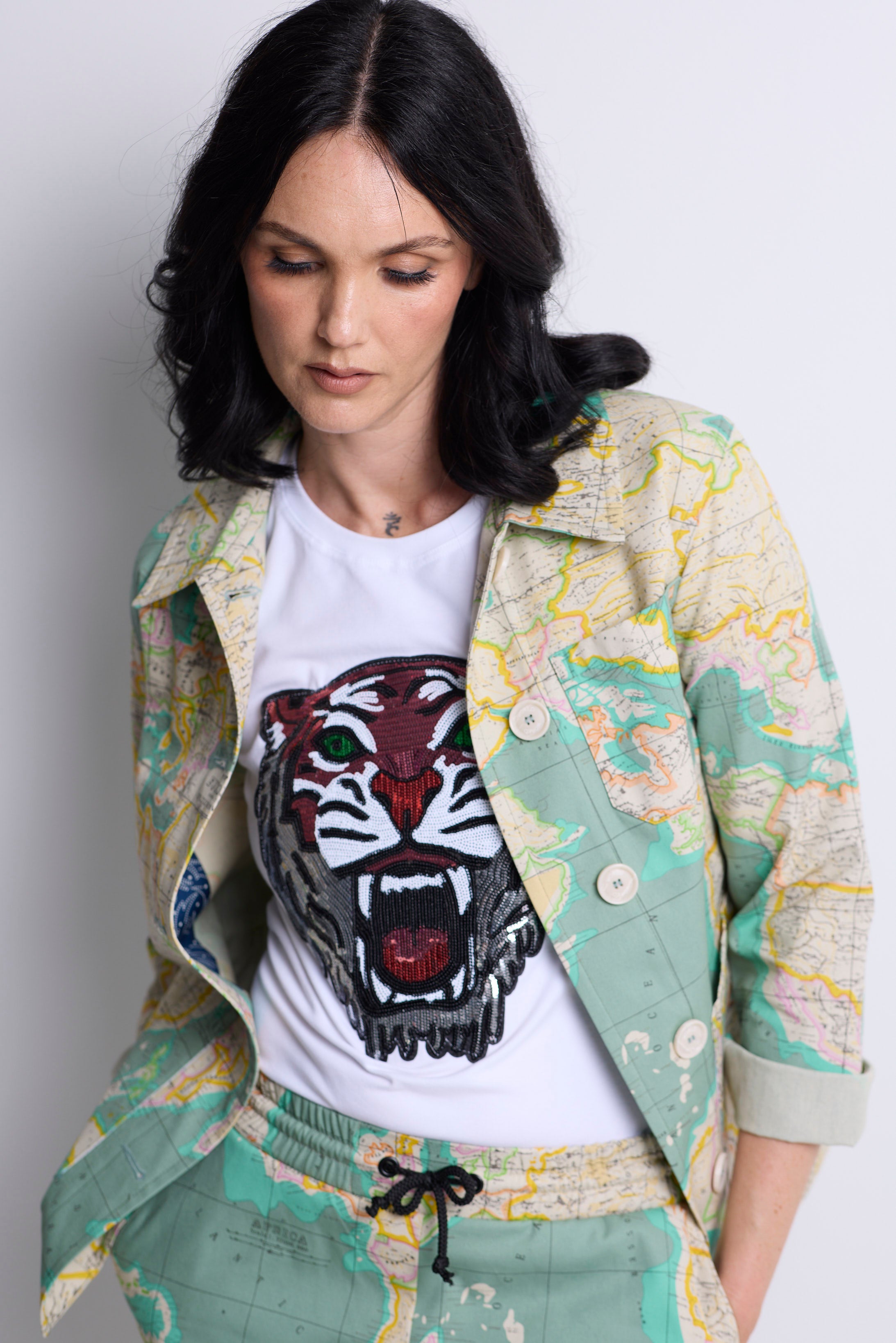 WORLD 5568 Franny Jacket World Map