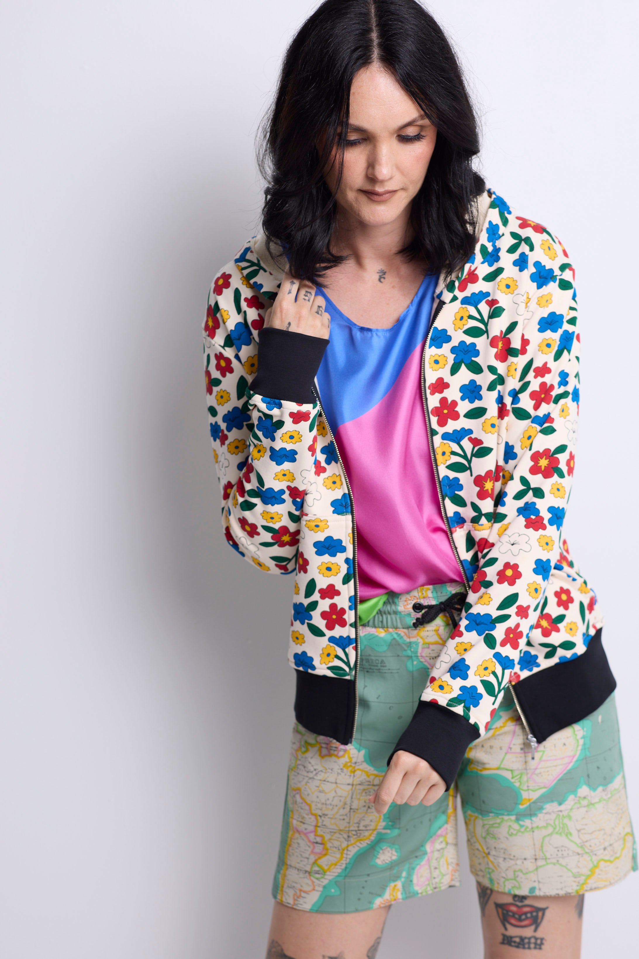 WORLD 4829 Romance Top Silk Twill Colour Block