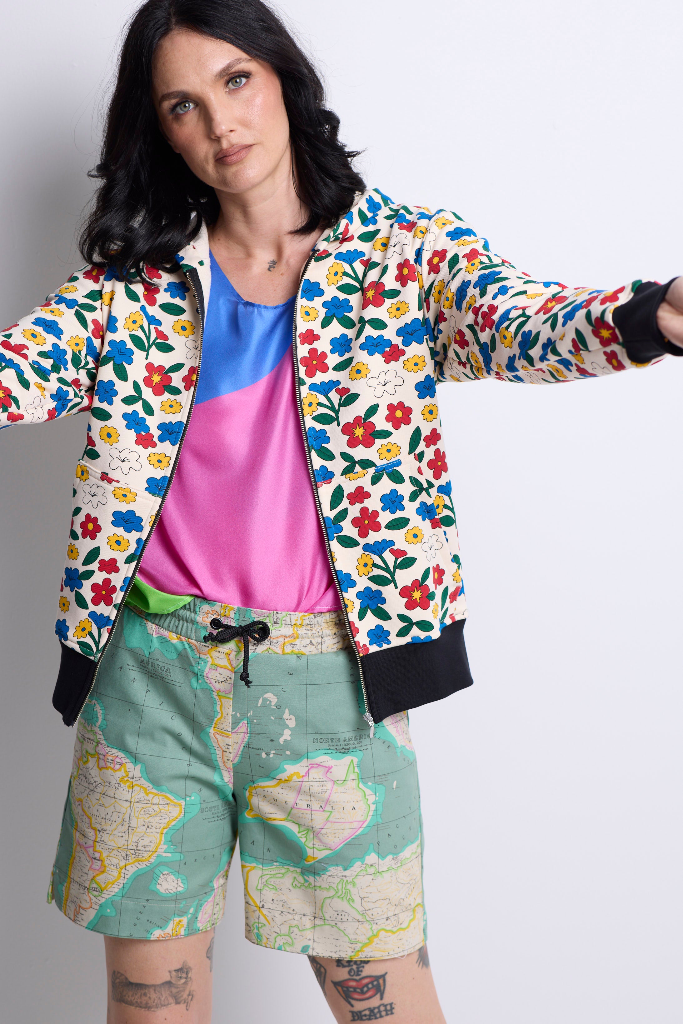 WORLD 4829 Romance Top Silk Twill Colour Block