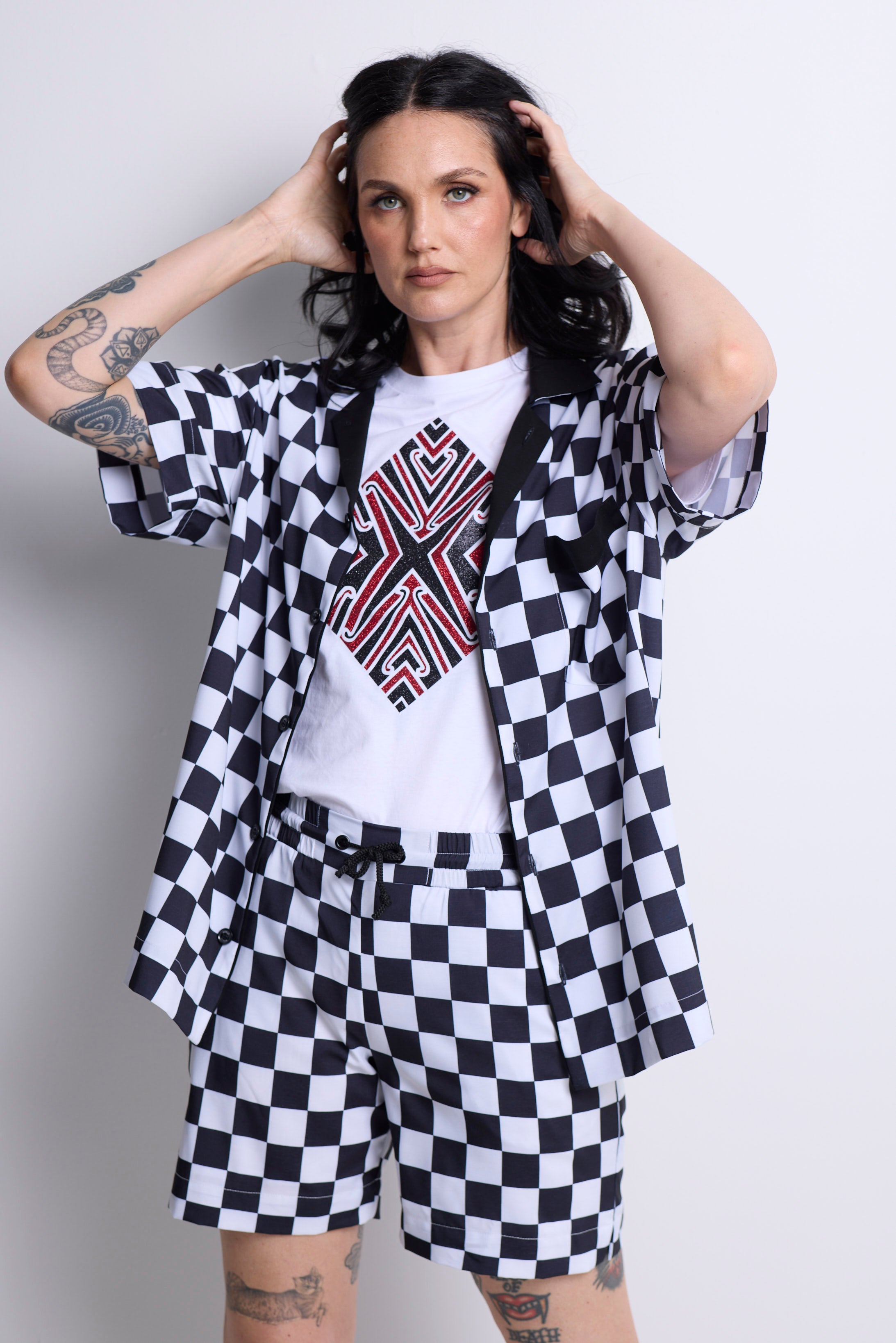 WORLD 5621 Latitude Shorts Black & White Check