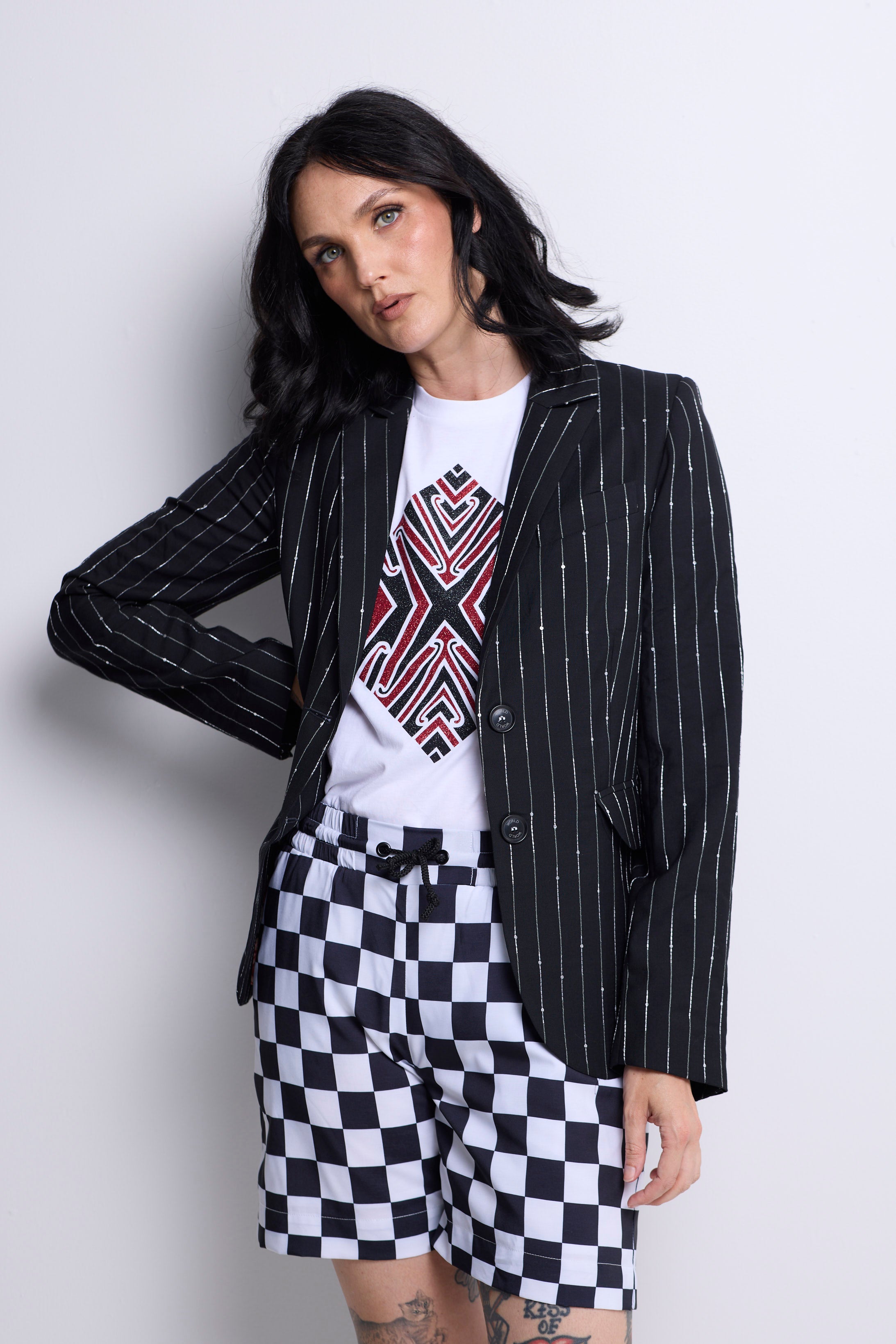 WORLD 5621 Latitude Shorts Black & White Check