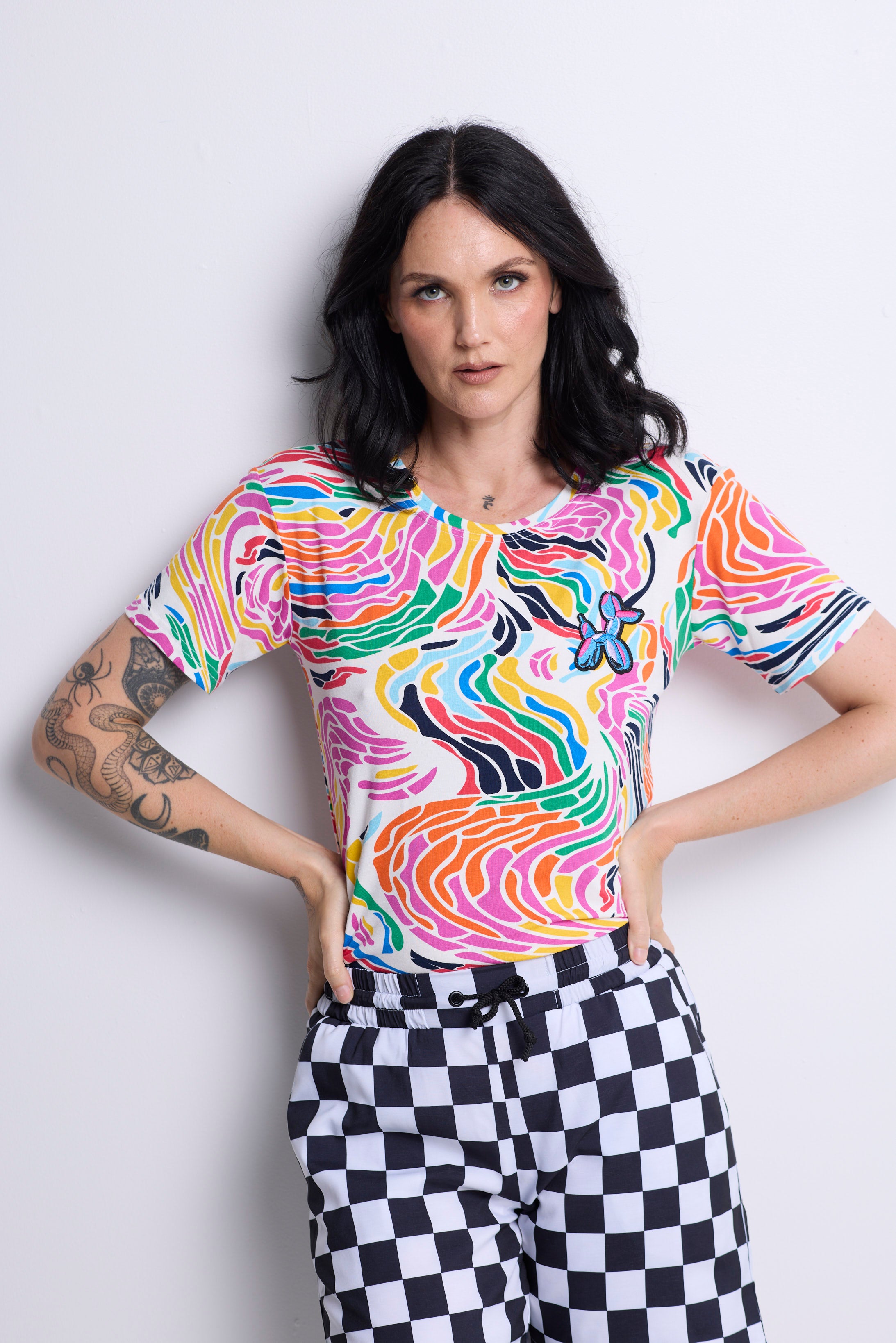 WORLD 5065 Flow T-Shirt Multi w/ Embroidered Balloon Dog (UNISEX)