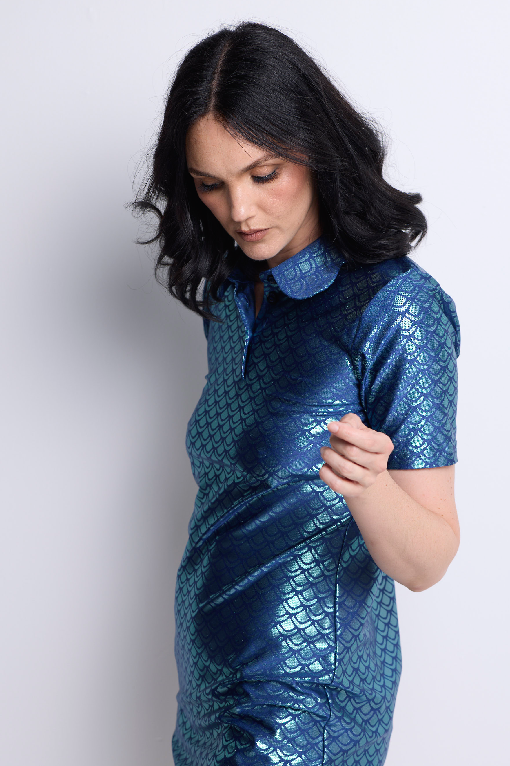 WORLD 5626 Peplos  Extended Polo Shirt (Mini Dress) Blue