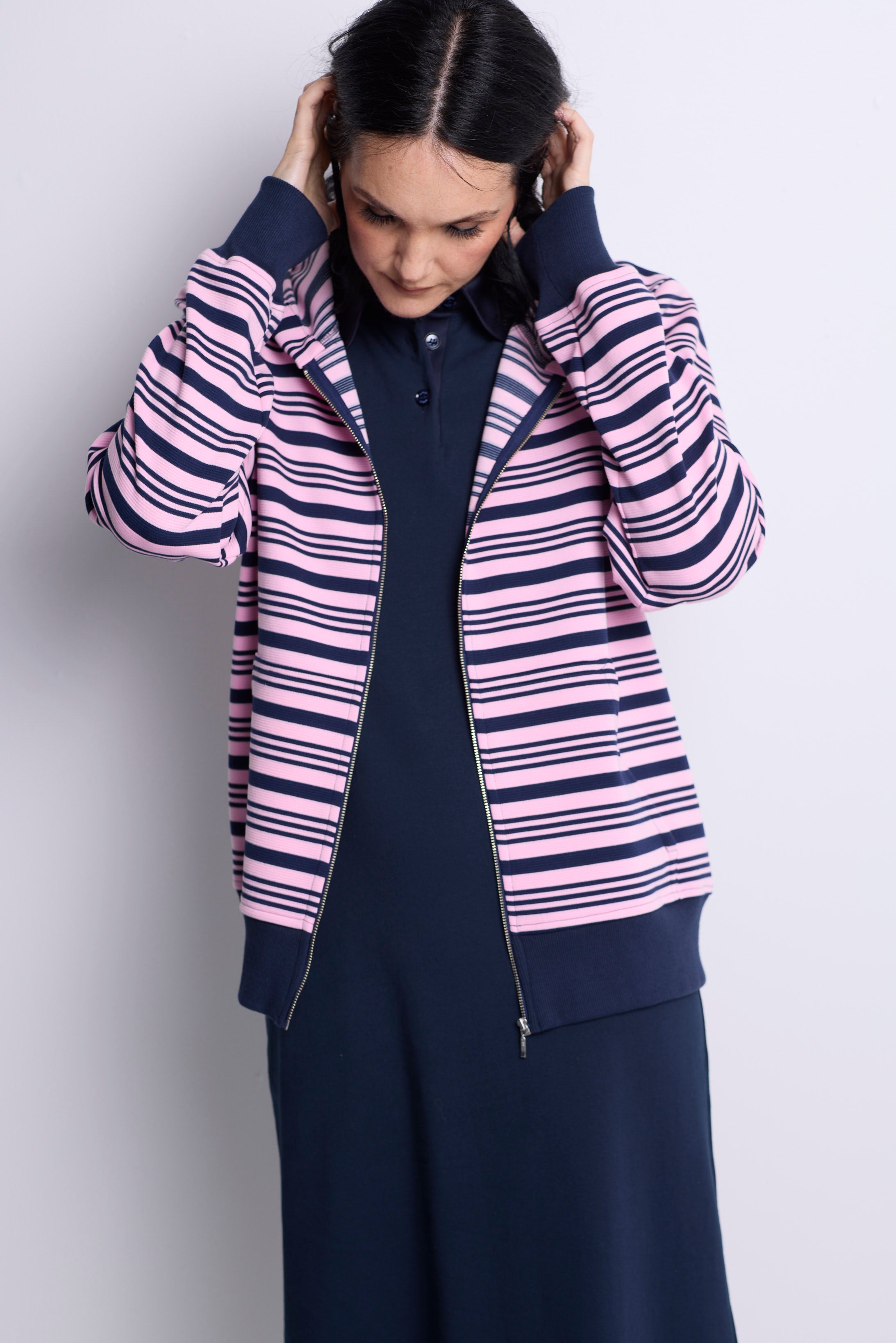WORLD 5561 Folklore Hoodie Pink Navy Stripe (UNISEX)