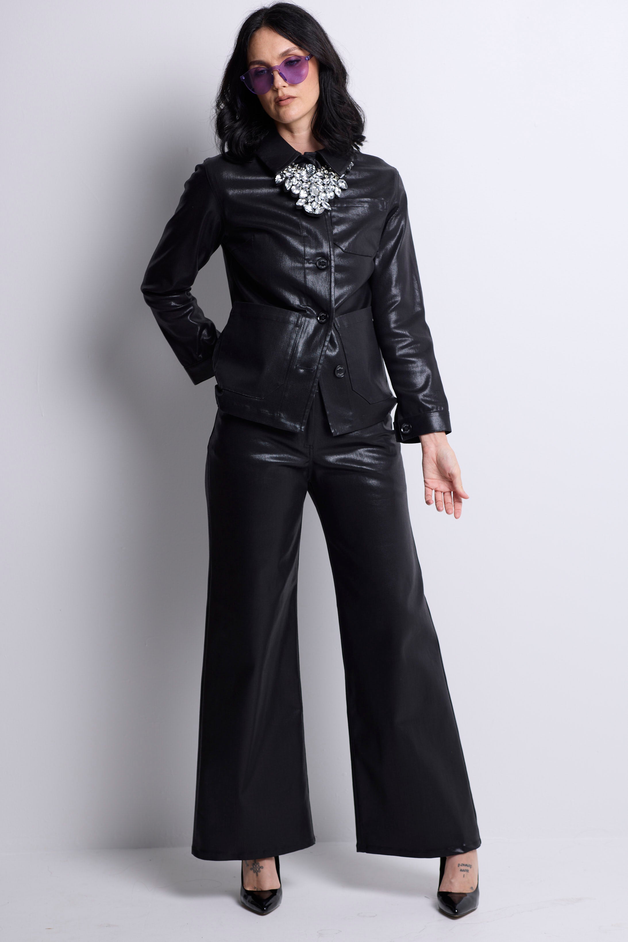 WORLD 5619 Franny Jean Black Shine