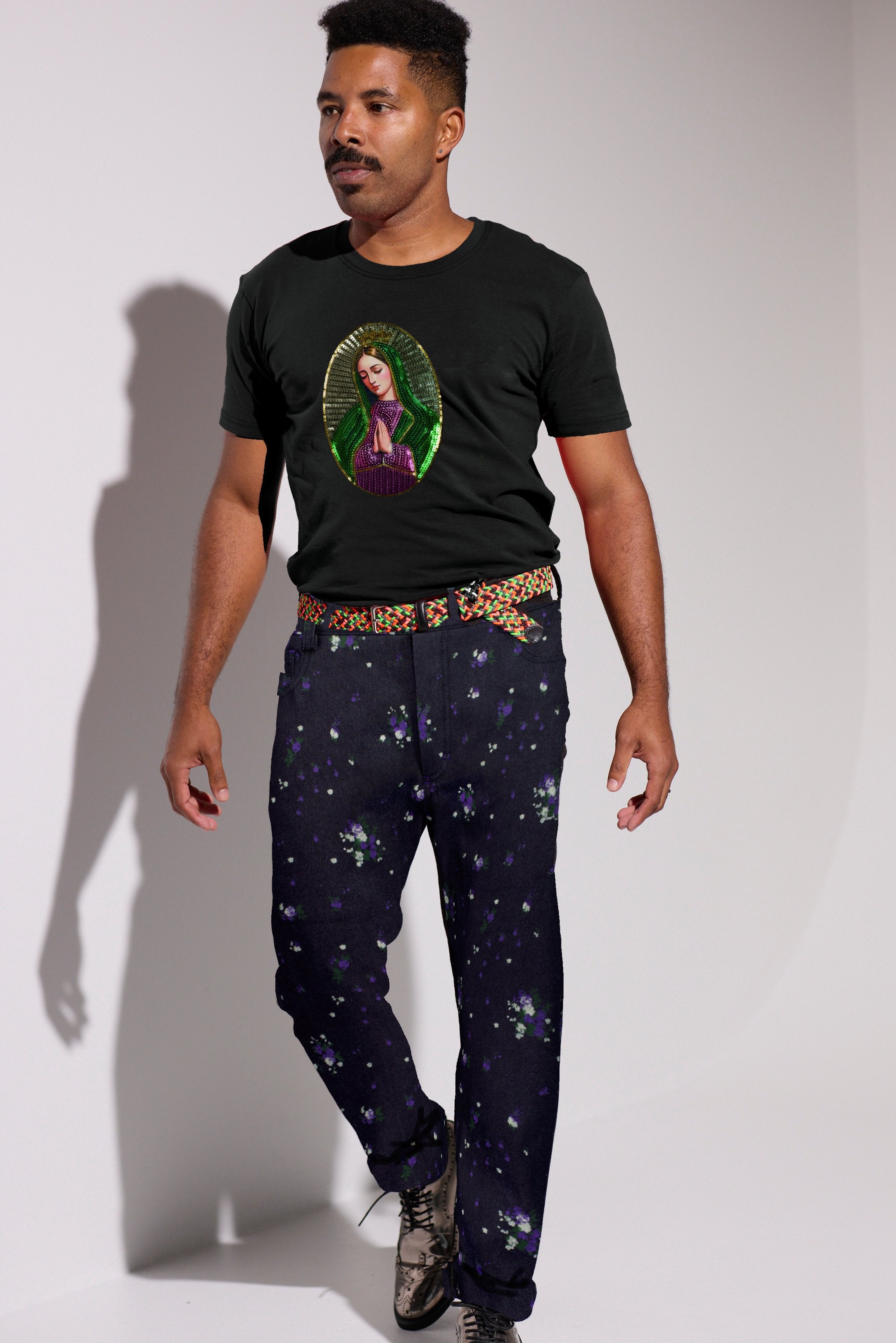The Different League Praying Madonna T-Shirt Charcoal