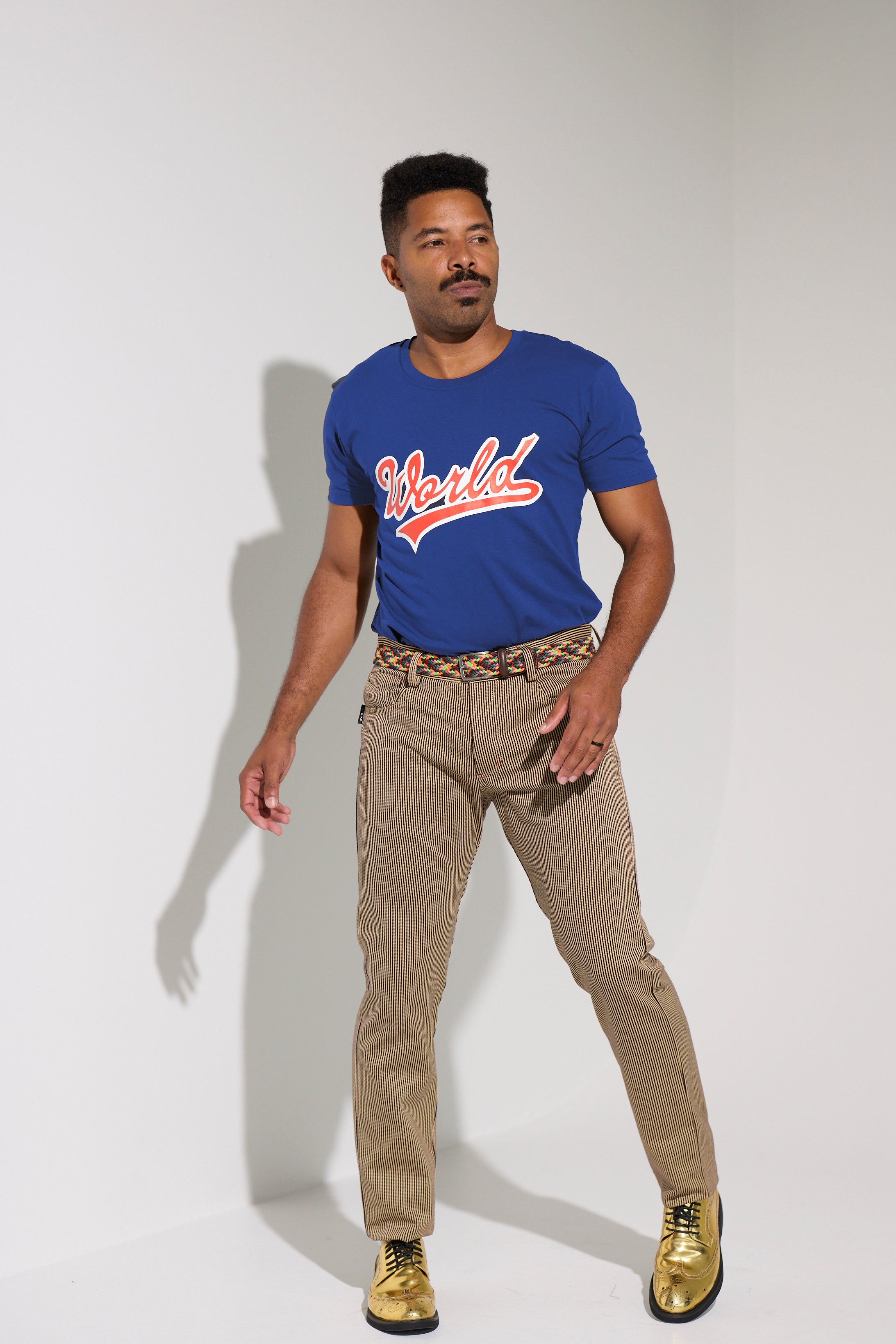 WORLD 5065 Flow T-Shirt Blue w/ WORLD Flash Signature Orange/White (UNISEX)