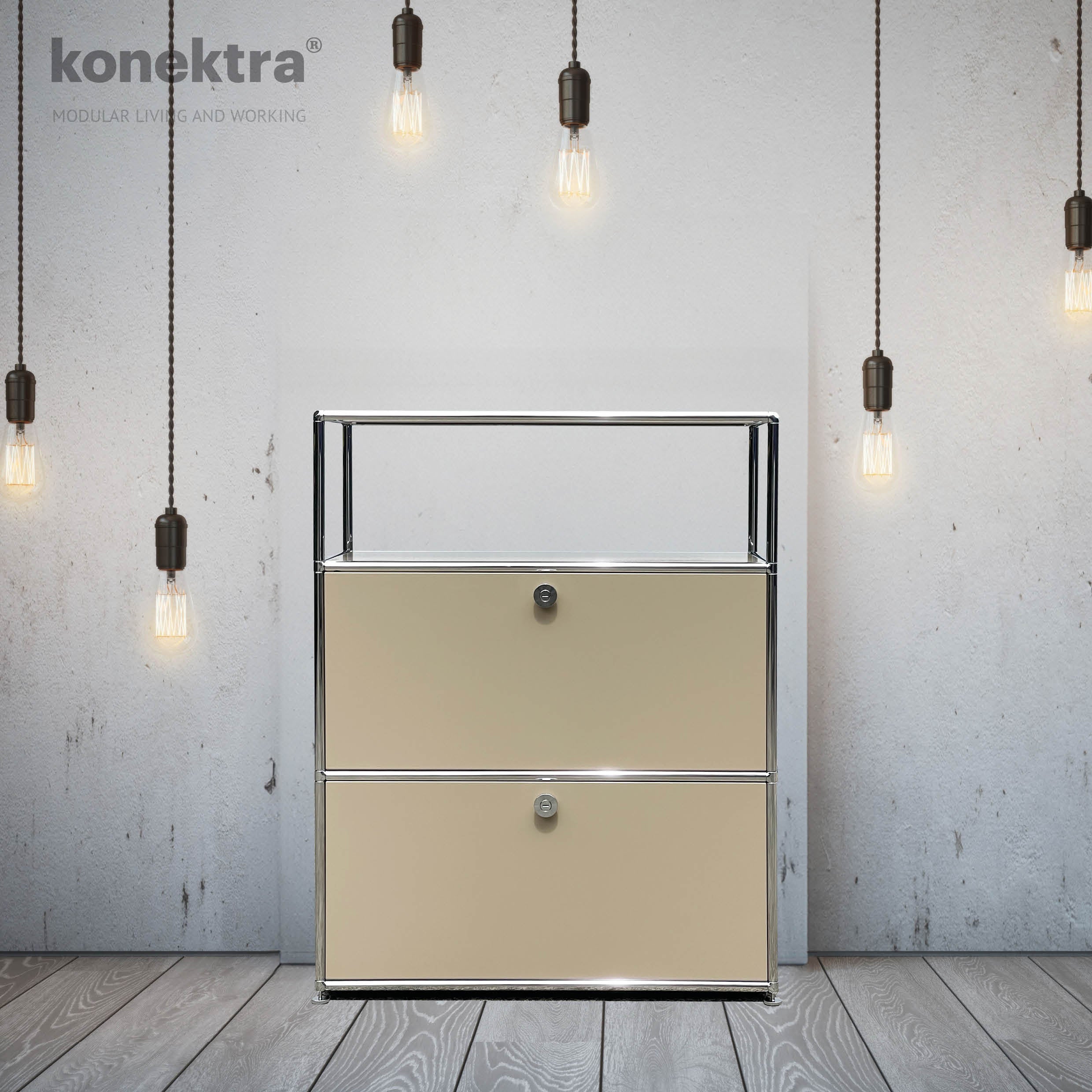 Konektra - Low - 1 Unit - Black & Chrome with Castors