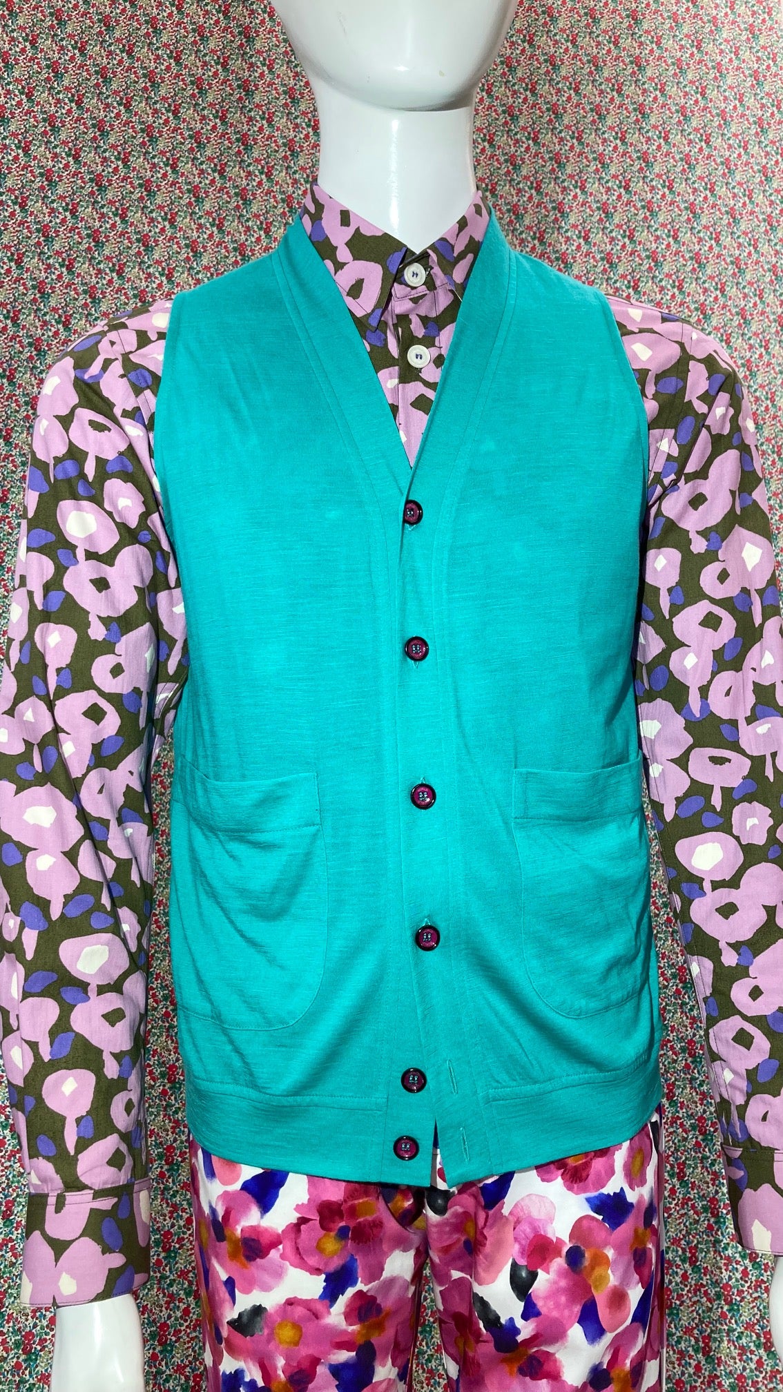 WORLDman 4910 Ghost Vest Cardi Seafoam Green