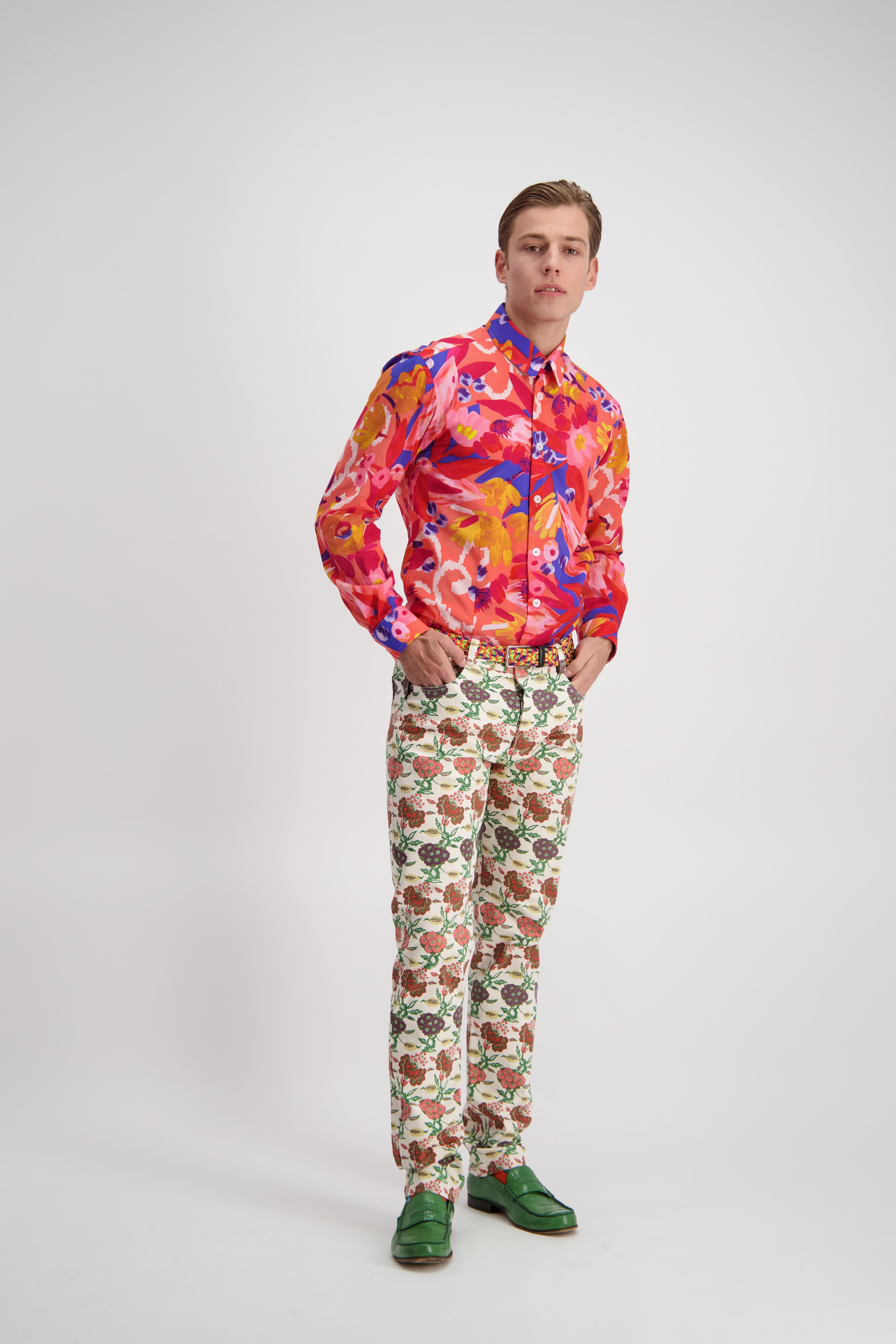 Macho Pattern WORLDman 4405 Macho Man Shirt Pink Pattern