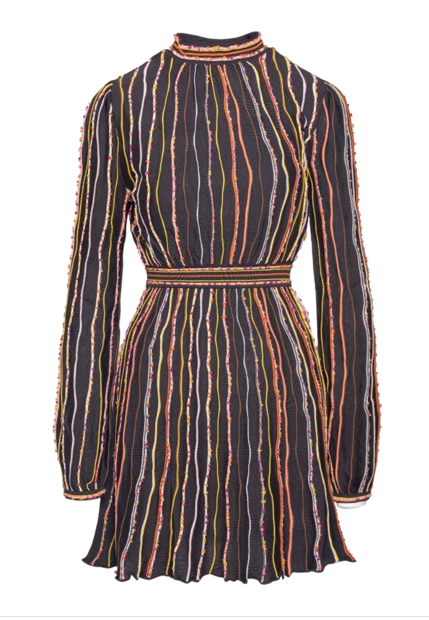 Missoni Short Dress with Textural Stripes Chocolate