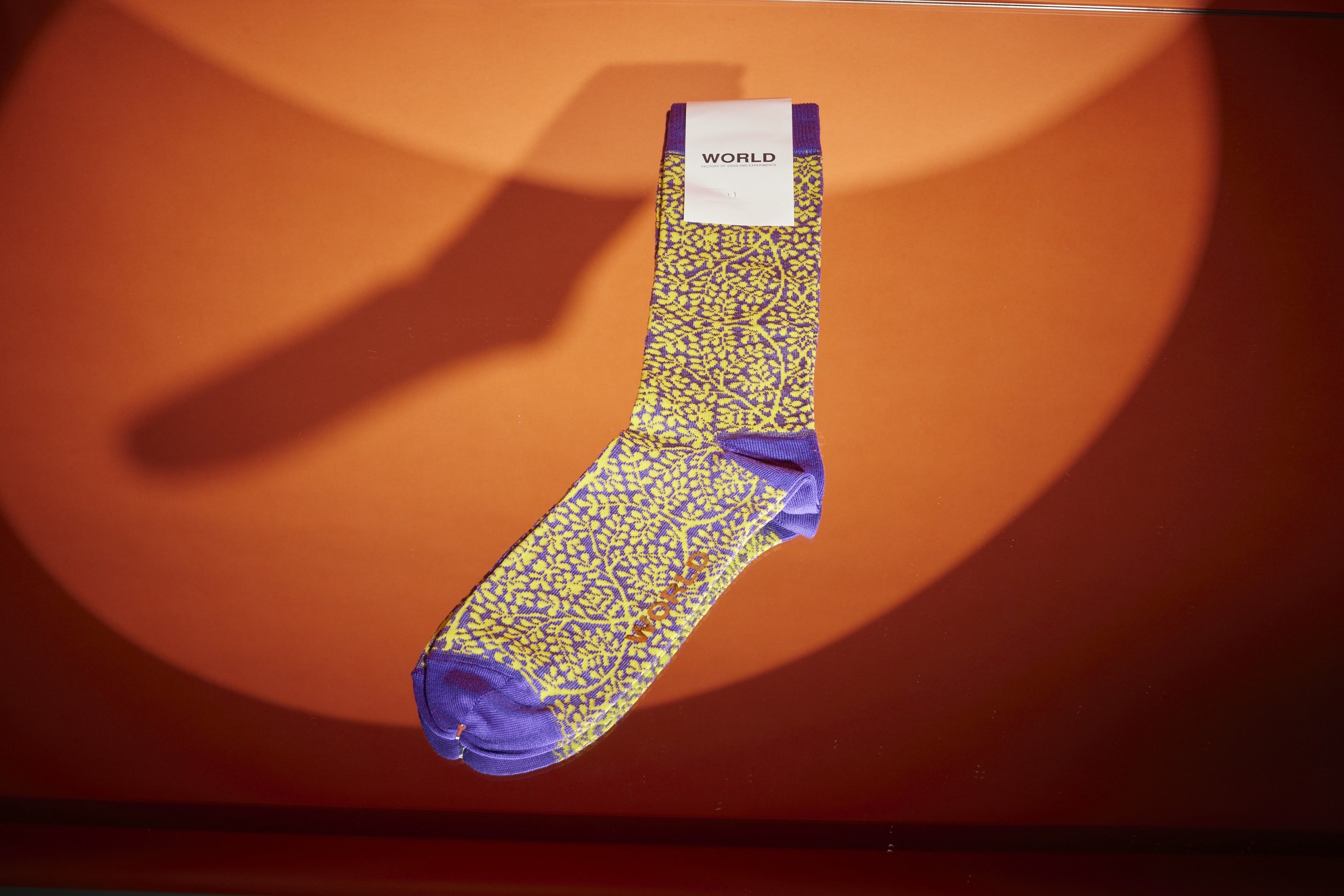 WORLD Italian Made Cotton Socks - Purple Yellow Floral